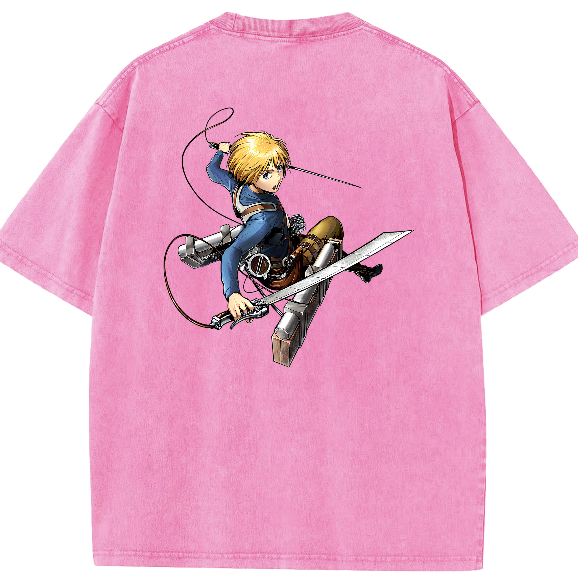 （画像用） 進撃の巨人 アルミン·アルレルト Attack on Titan Armin Arlert 綿100% ヴィンテージ風 半袖Tシャツ（背面プリント）